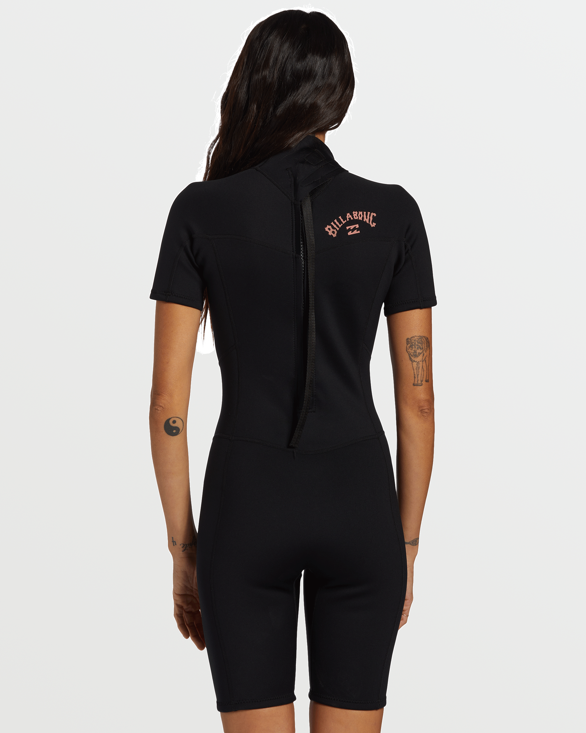 Black Foil Flatlock Springsuit - Short Sleeve Swimwear