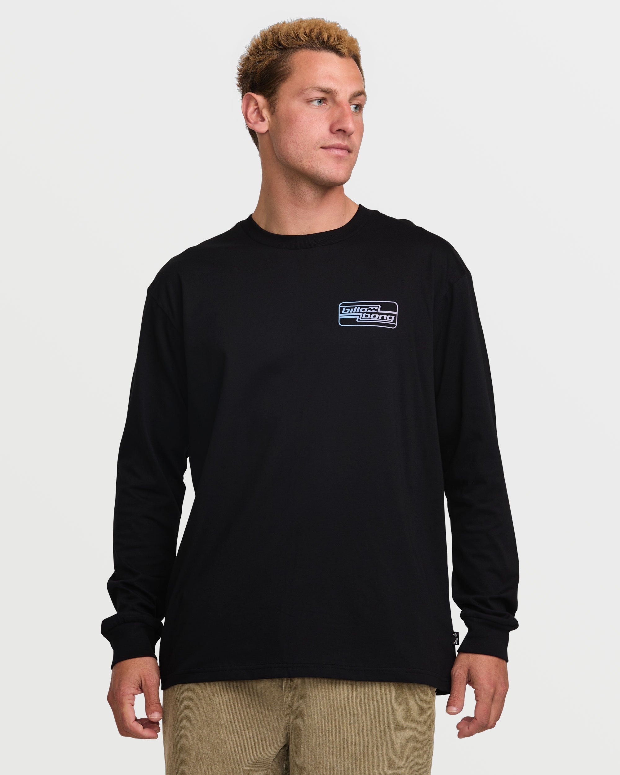 Black Walled Long Sleeve Regular Fit Tee